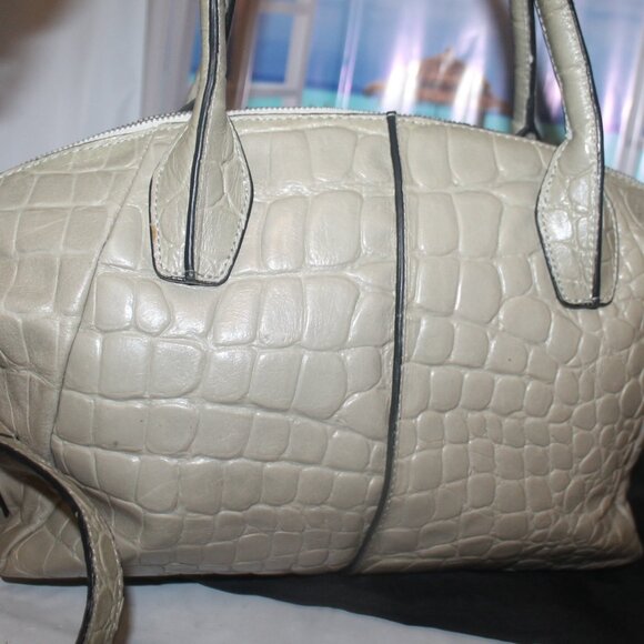 $398 Charles Jourdan Croc Leather 2 Way Satchel Shoulder Bag Purse Like new - Picture 5 of 11